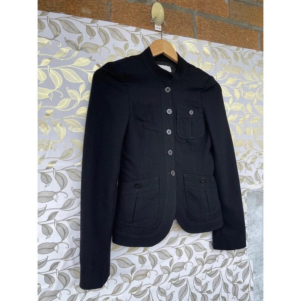 UMA Estnation Black Military Blazer | Dark Academia Stand Collar Jacket 38/4 - Picture 4 of 12